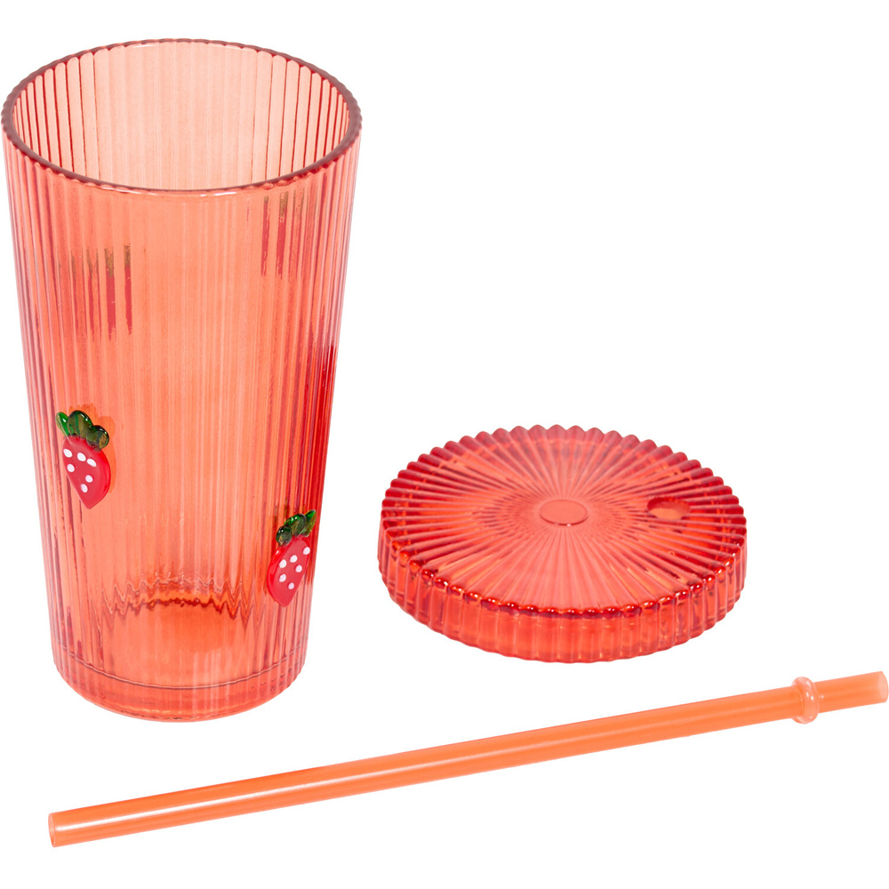 Glass Drinking Jar With Fruit Decal Image 8