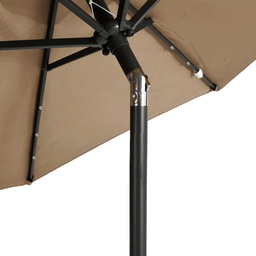 vidaXL Taupe LED Light Garden Parasol with Steel Pole 2.25m Image 6