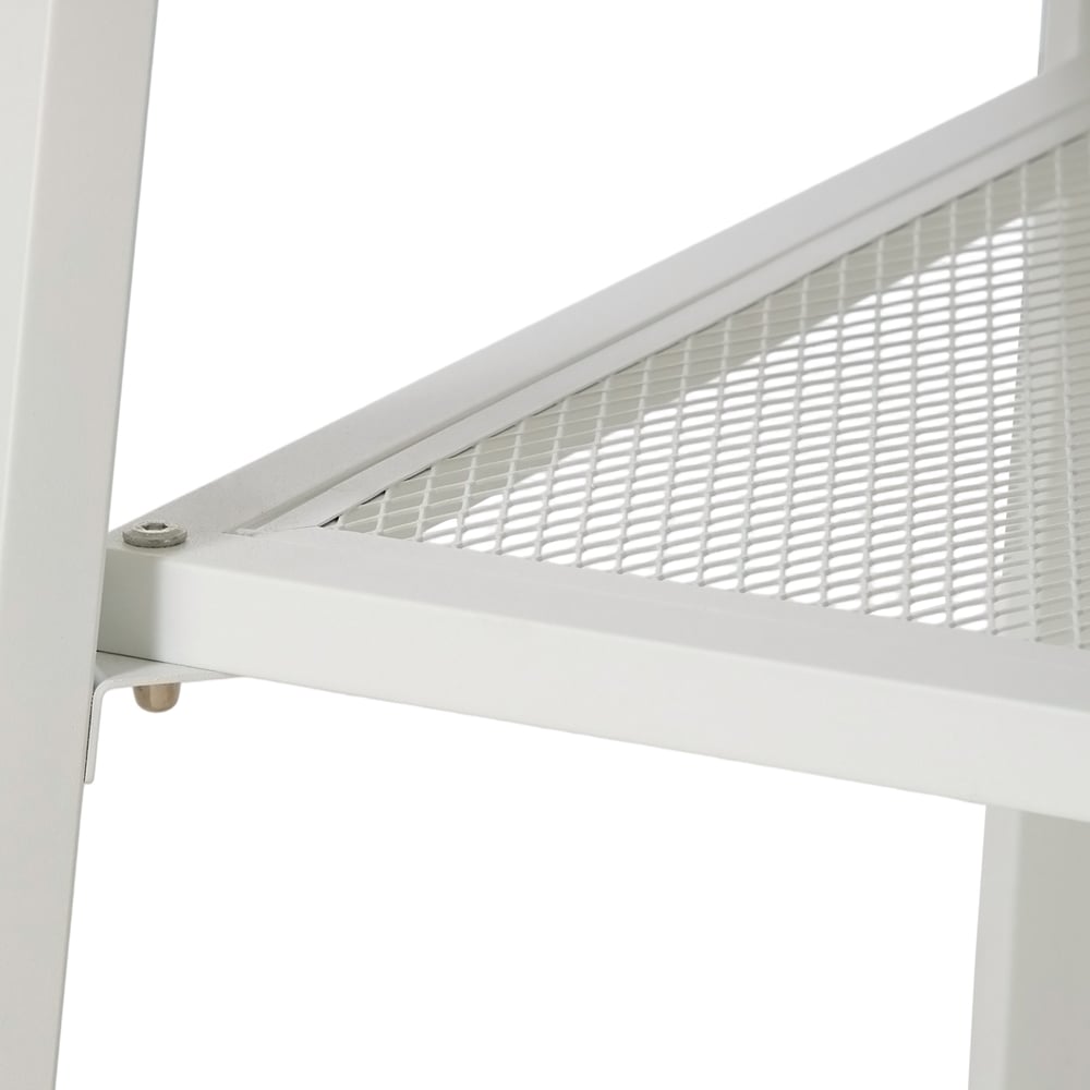 Living and Home 4 Seater White Round Dining Table with Storage Shelf Image 3