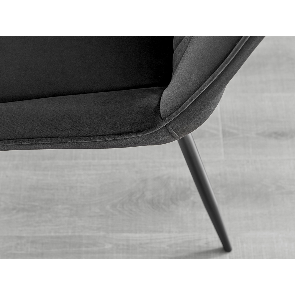 Furniturebox Cesano Set of 2 Black Velvet Dining Chair Image 7