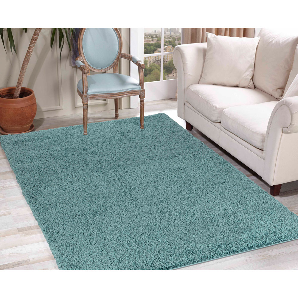 Desire Rugs Oxford Duck Egg Plain Shaggy Rug 60 x 110cm Image 4