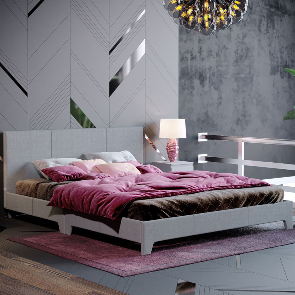 Vida Designs Victoria King Size Light Grey Linen Bed Frame Image 1