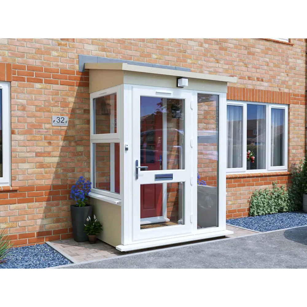 Dunster House Composite AddPorch White uPVC Superfelt Right Hand Door and Windows 1500 x 1000mm Image 2