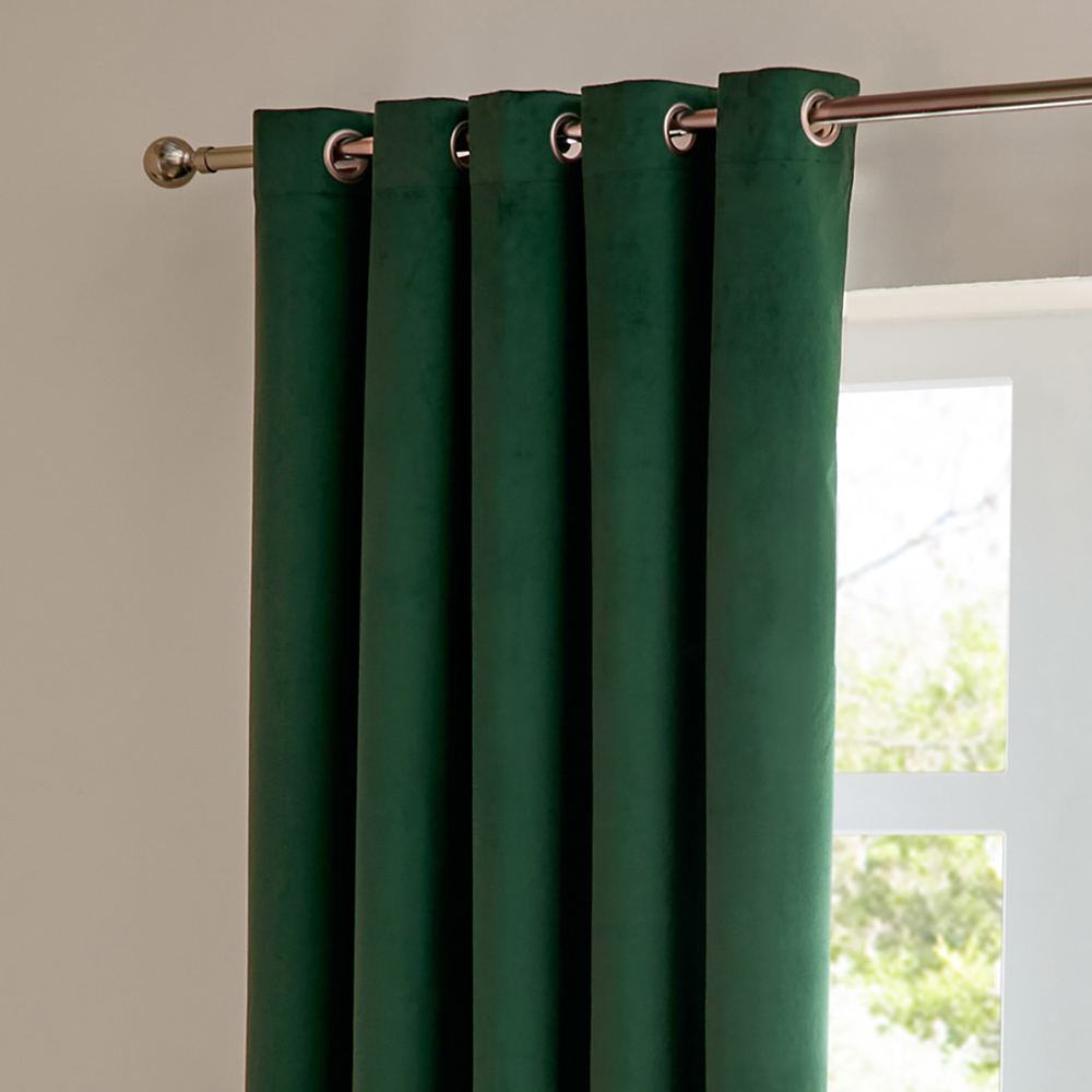 Furn The Ultimate Emerald Velvet Fully Lined Eyelet Curtains 168 x 183cm Image 3