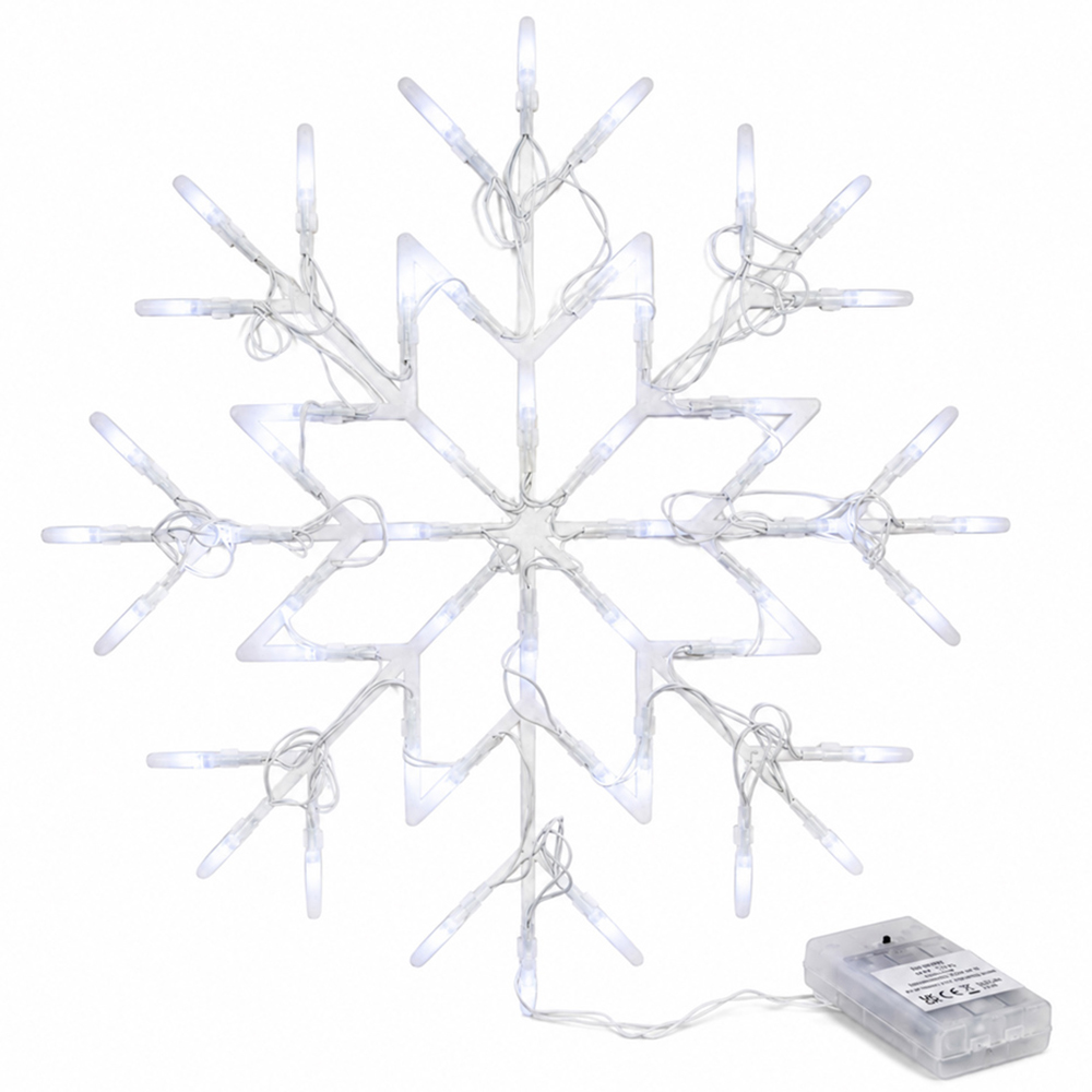 Samuel Alexander 50 White LED Snowflake Battery Operated Christmas Decoration 34cm Image 2