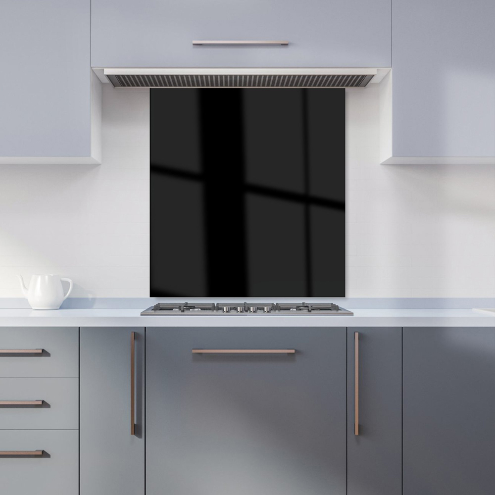 Warren Reed Designer Midnight Black Glass Kitchen Splashback 65 x 70cm Image 1