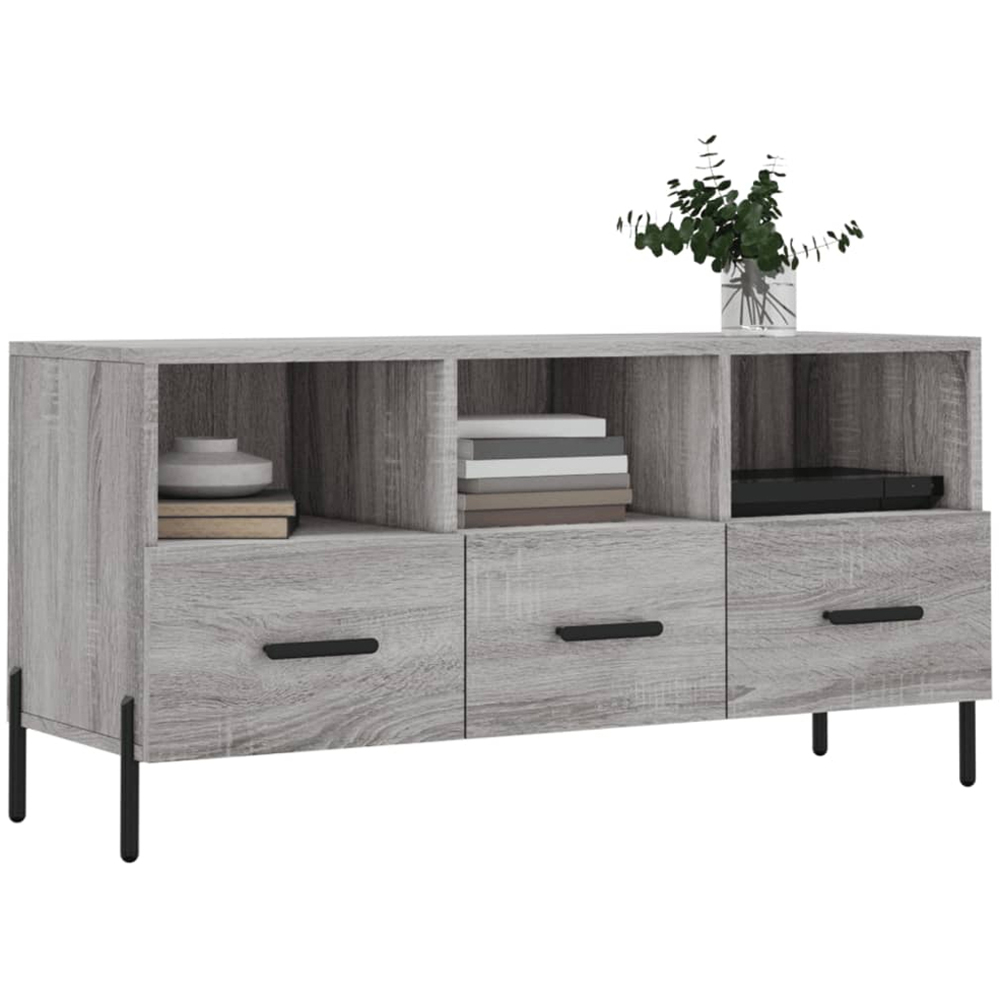 vidaXL 3 Drawer 3 Shelf Grey Sonoma TV Cabinet Image 3