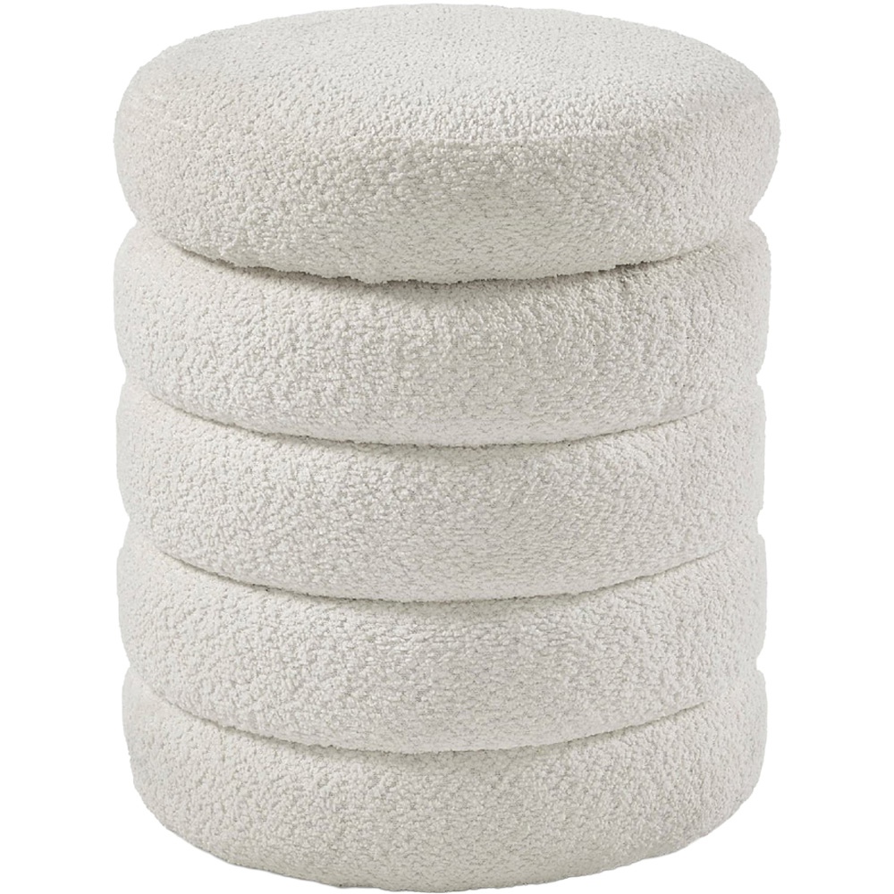 Julian Bowen Hailey Ivory Boucle Upholstered Ottoman Stool Image 3