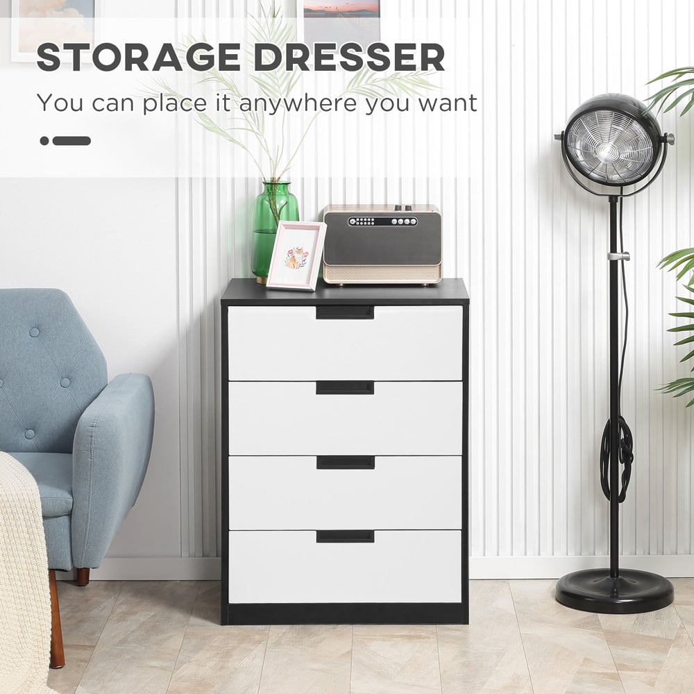 Portland 4 Drawer White and Black Storage Cabinet Image 4