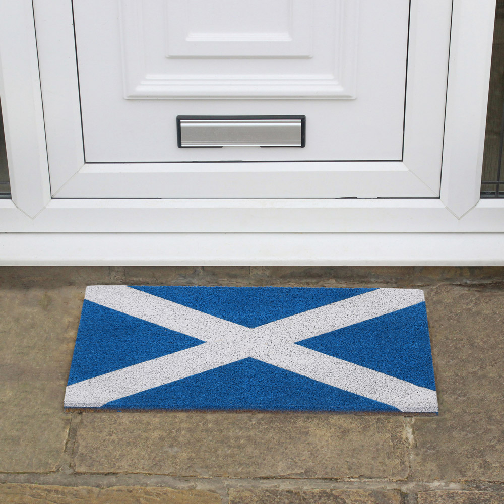 JVL Scottish Flag Latex Coir Door Mat 40 x 70cm Wilko
