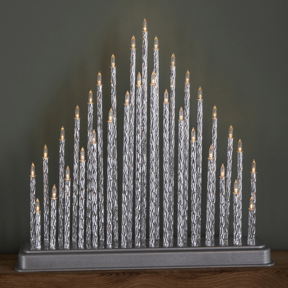 Samuel Alexander 33 Warm White LED Silver Light Up Christmas Candle Bridge 33cm Image 2