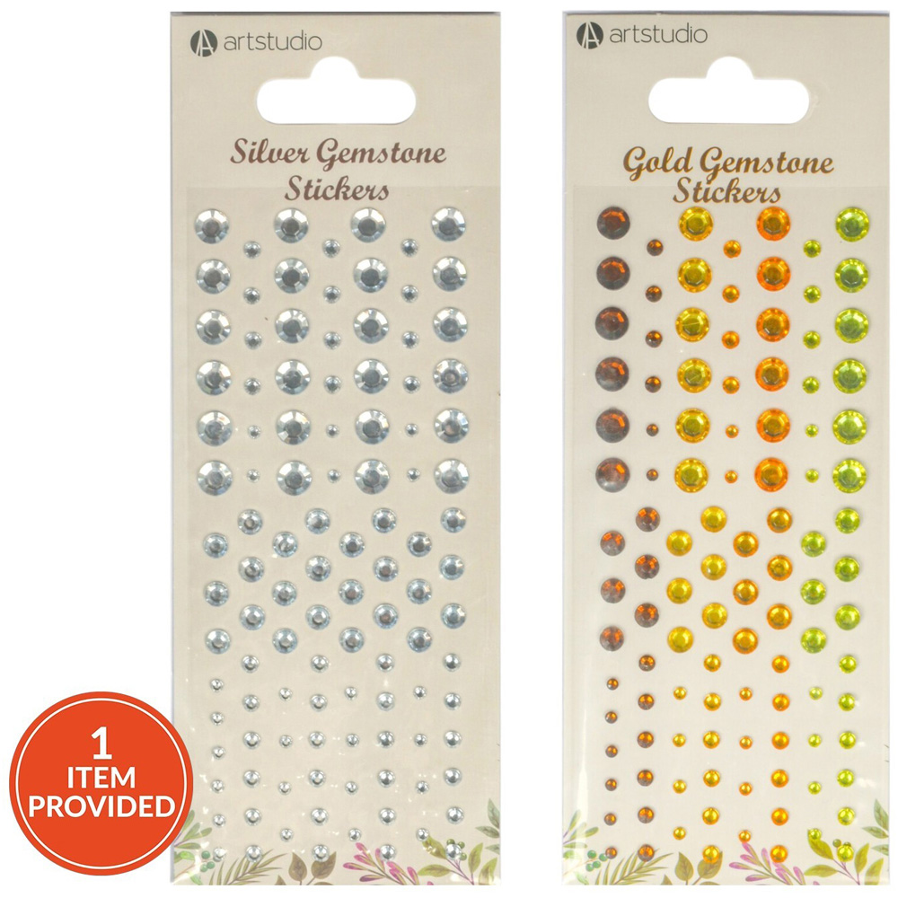 Gold or Silver Gemstone Sticker Sheet Image 1