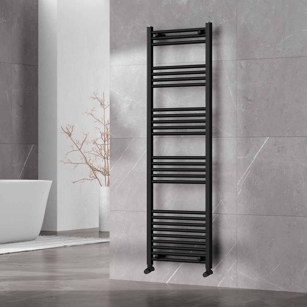 Go Bathrooms Nola Black Heated Towel Rail 1600 x 500mm Image 2