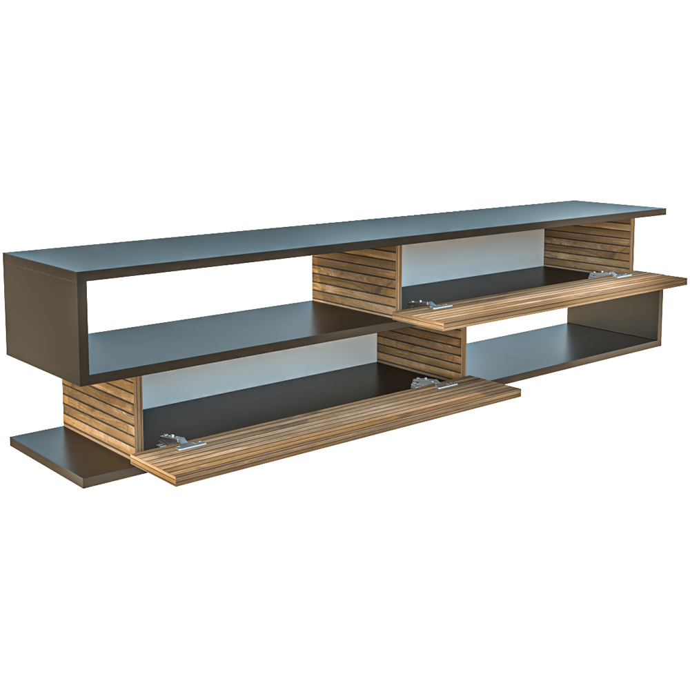 Decorotika Cortez 2 Door 2 Shelf Black Alina TV Unit Image 2