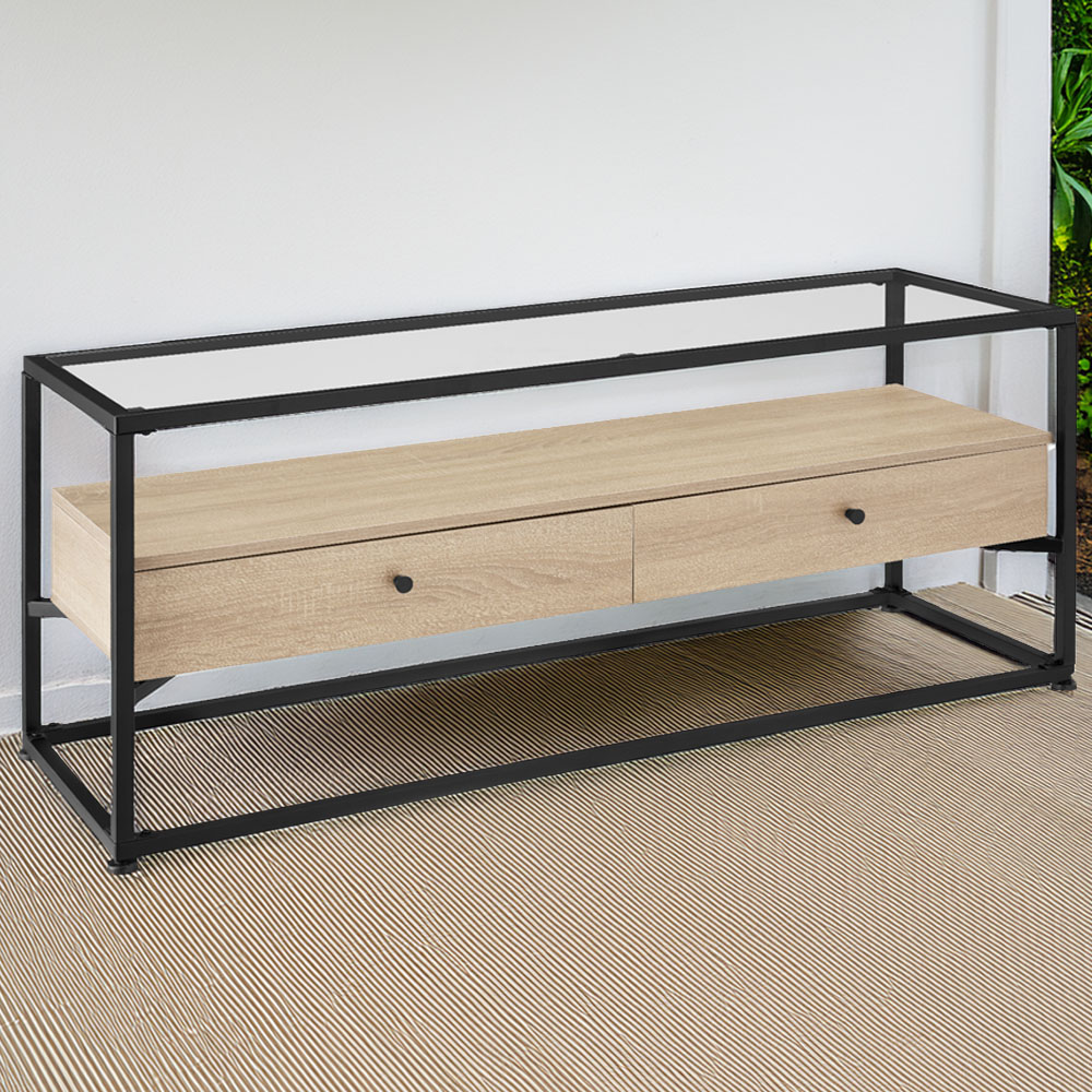 tectake 2 Drawer Light Wood Oak Sonoma Maidenhead Sideboard Image 1