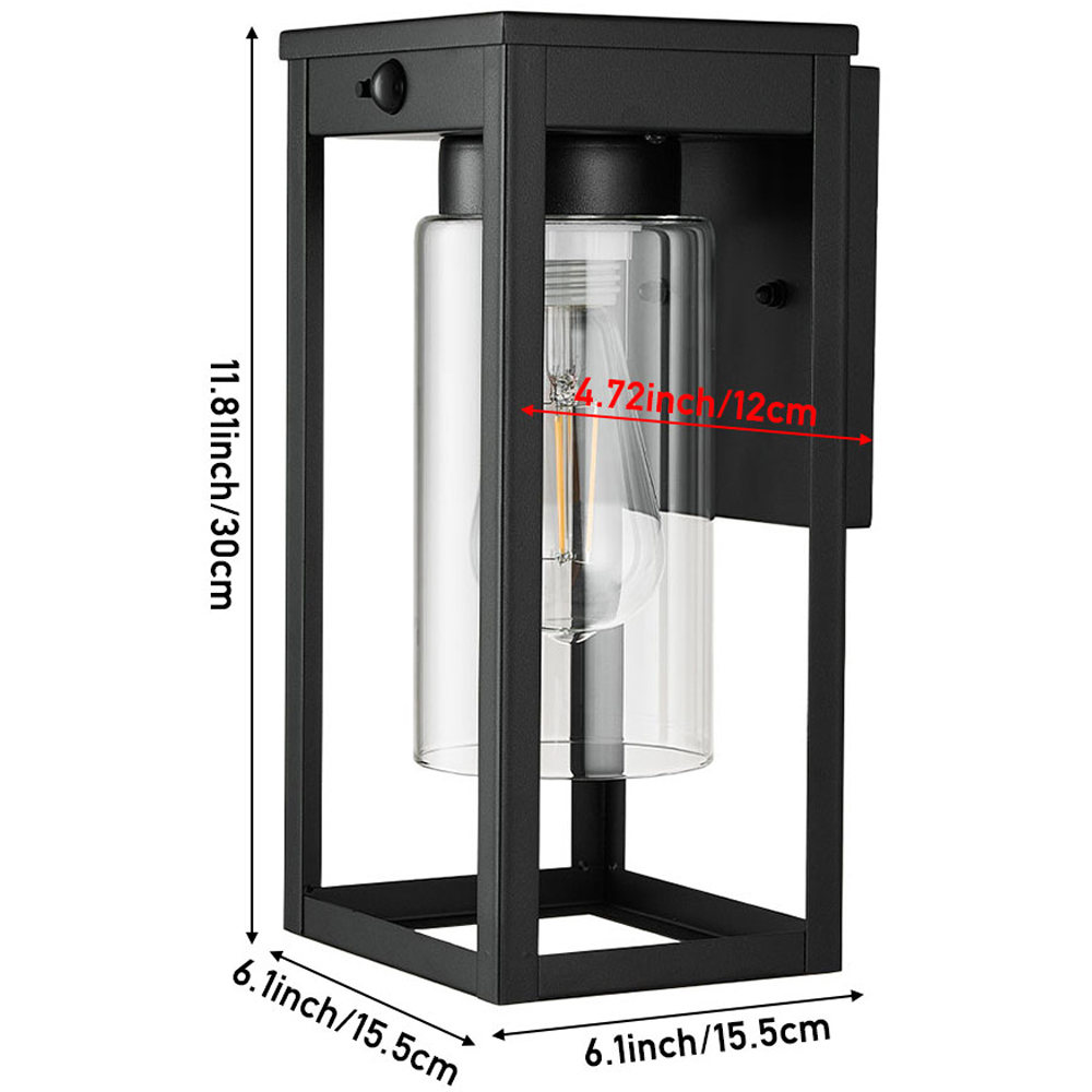 Living and Home E27 Black Aluminium Waterproof Motion Sensor Outdoor Wall Light Image 6