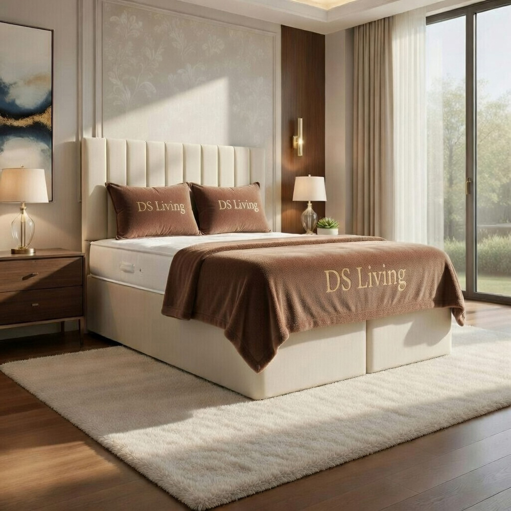 DS Living Aria Double Cream Plush Ottoman Bed Image 5