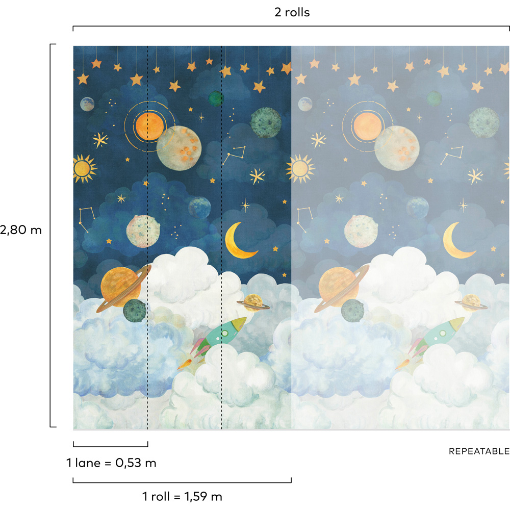 Grandeco Dudley Nursery 3 Lane Wall Mural Image 4