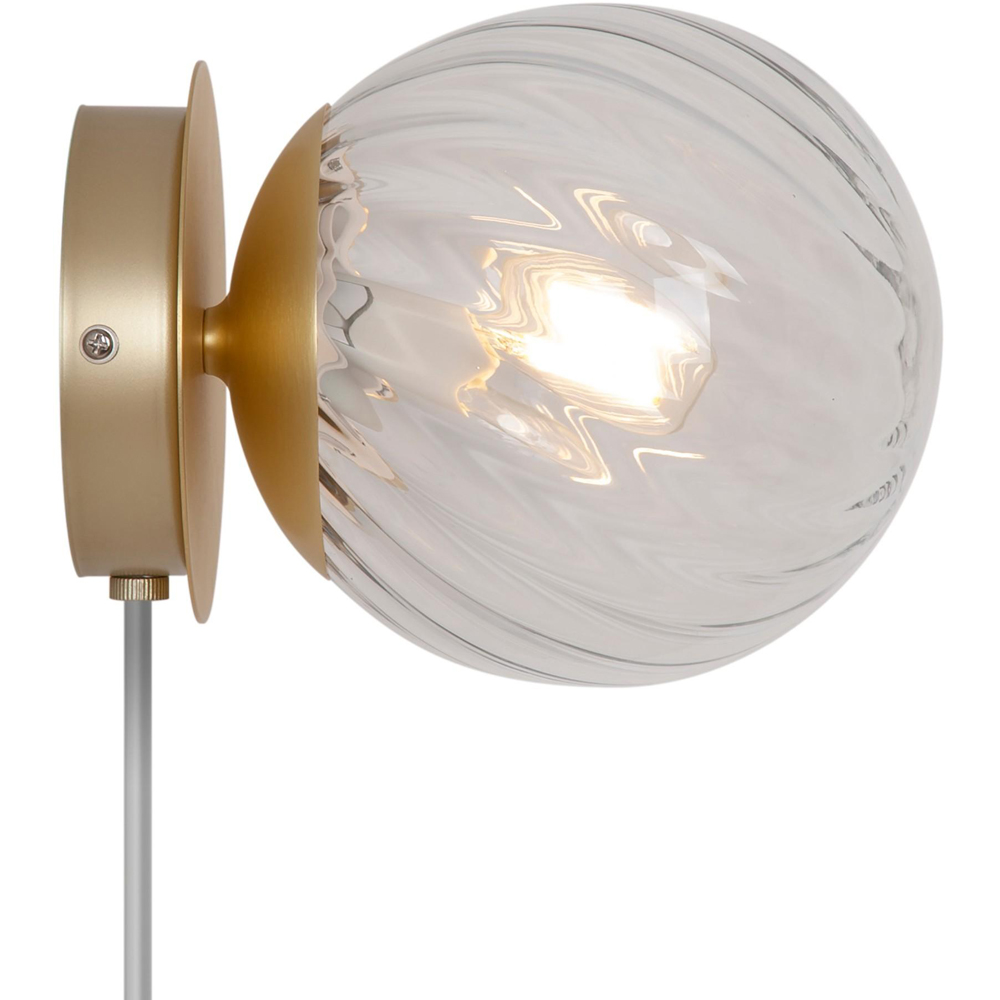 Nordlux Chisell Brass Swirled Glass Dome Wall Light Image 4