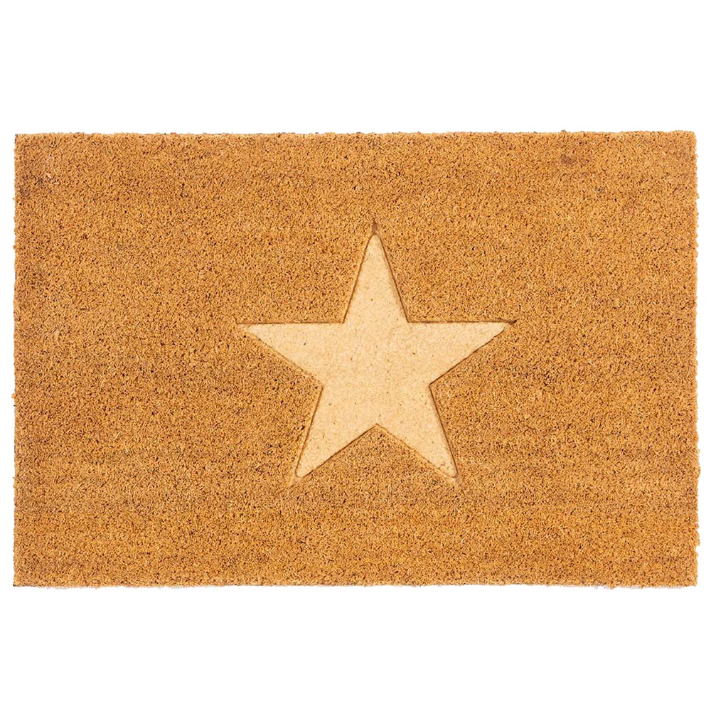Astley Natural Embossed Star Coir Doormat 40 x 60cm Image 1