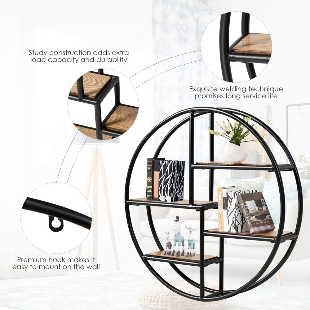 Costway 4 Shelf Round Wall Unit Image 6