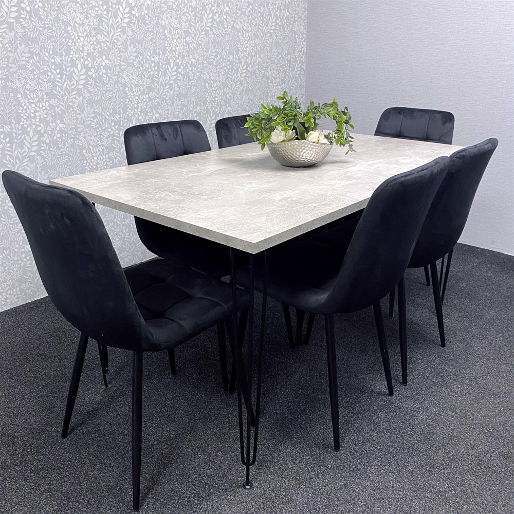 Kosy Koala 6 Seater Grey and Black Dining Table set Image 5