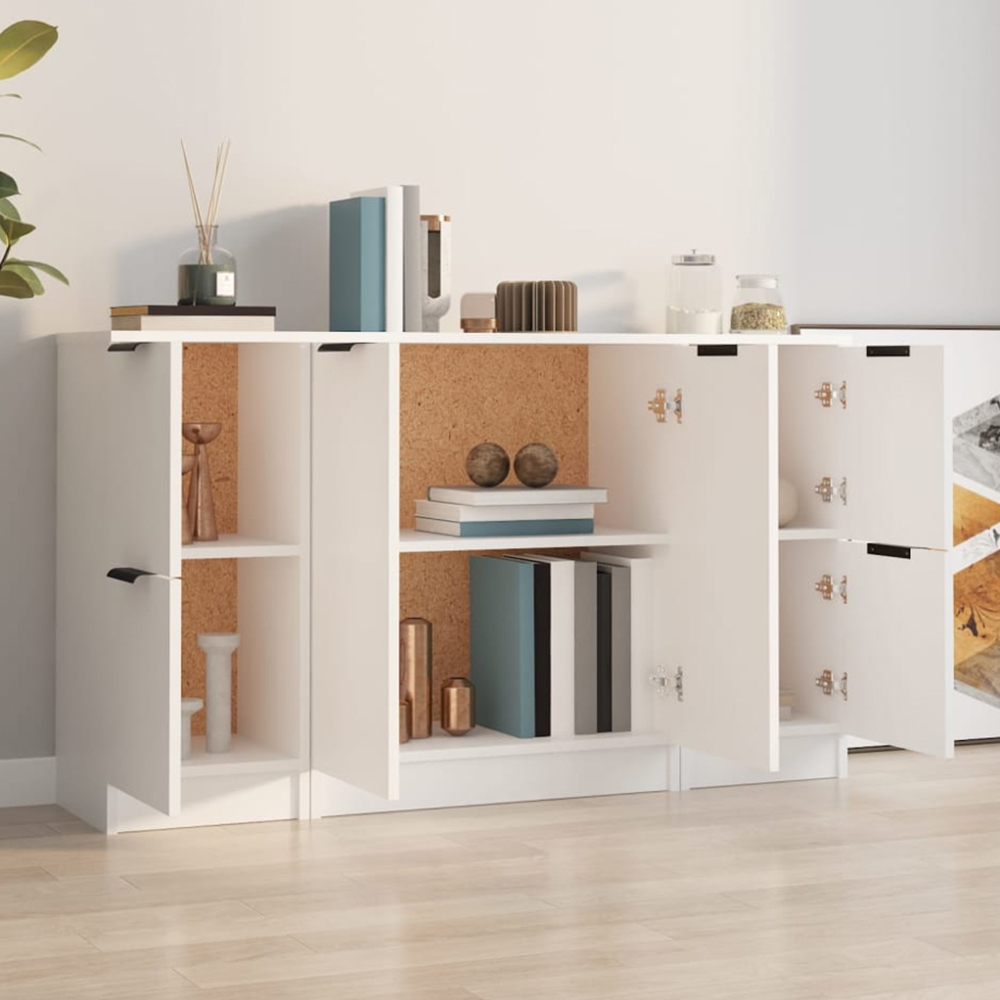 vidaXL 6 Door White Sideboard 3 Piece Image 1