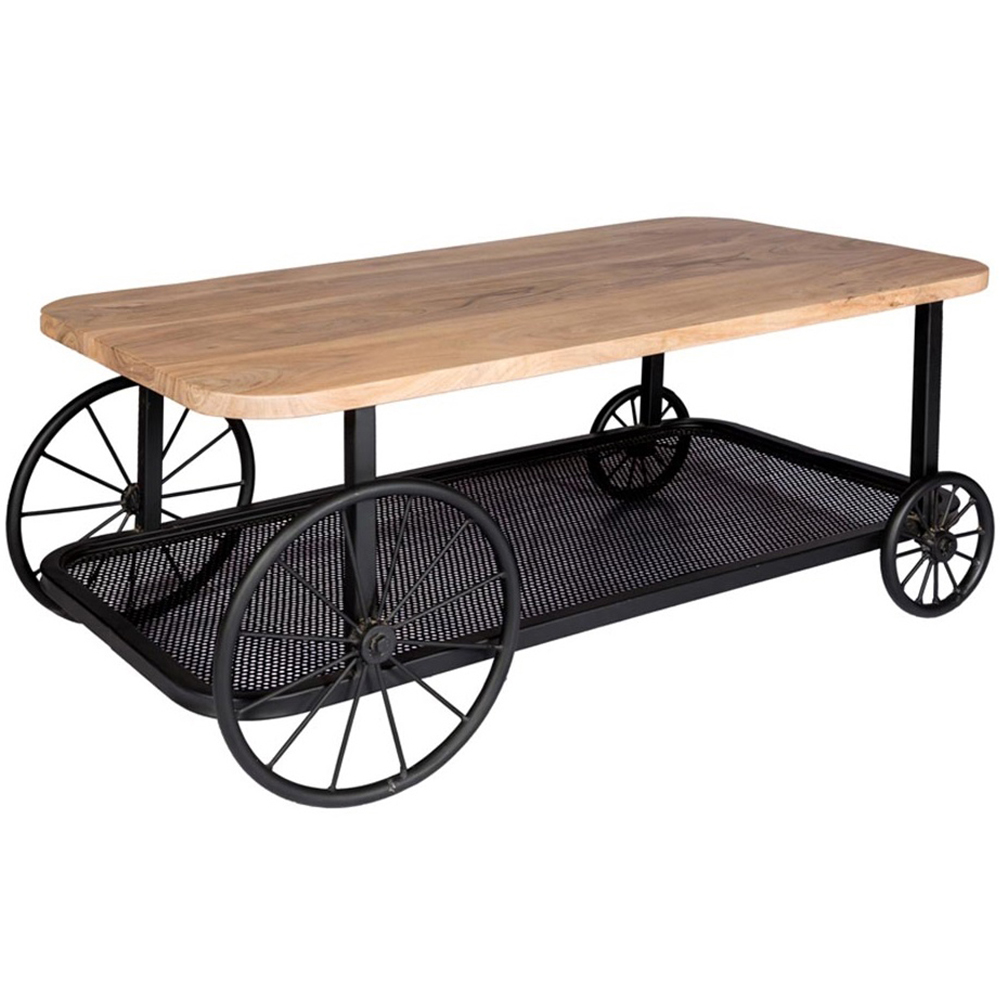 Brooklyn Clemet Single Shelf Wheel Coffee Table Image 2