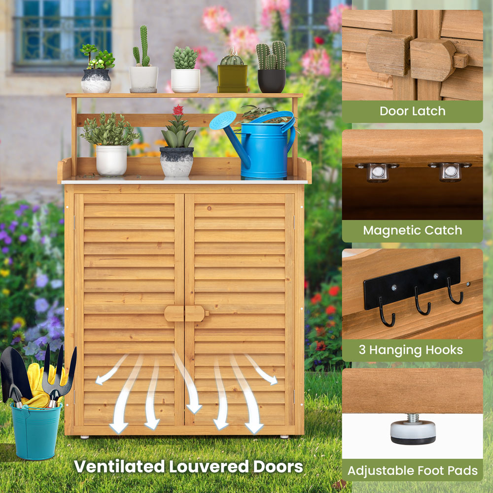 Costway Natural Wooden Storage Cabinet Image 7