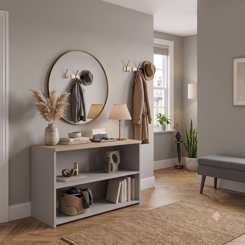 Shefa Line MODU 80 2 Shelf Grey and Sonoma Oak Open Storage Unit Image 4