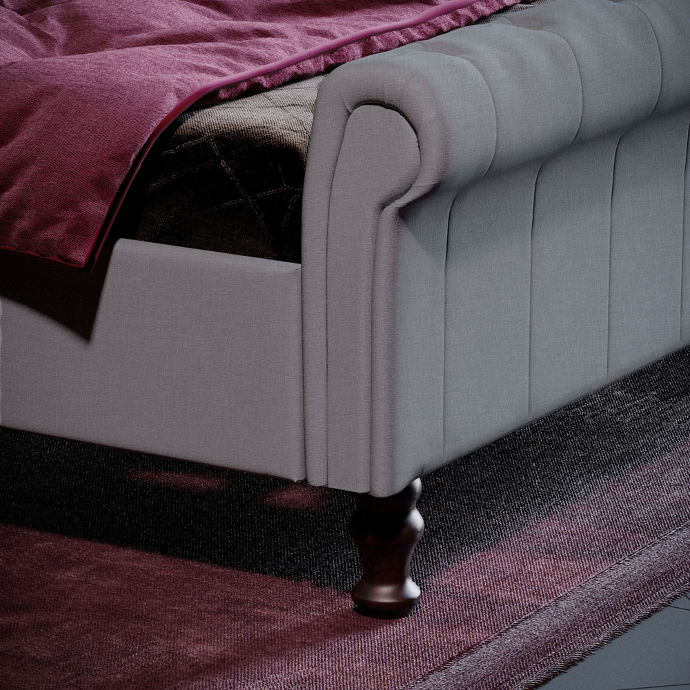 Vida Designs Violetta King Size Light Grey Linen Bed Frame Image 4