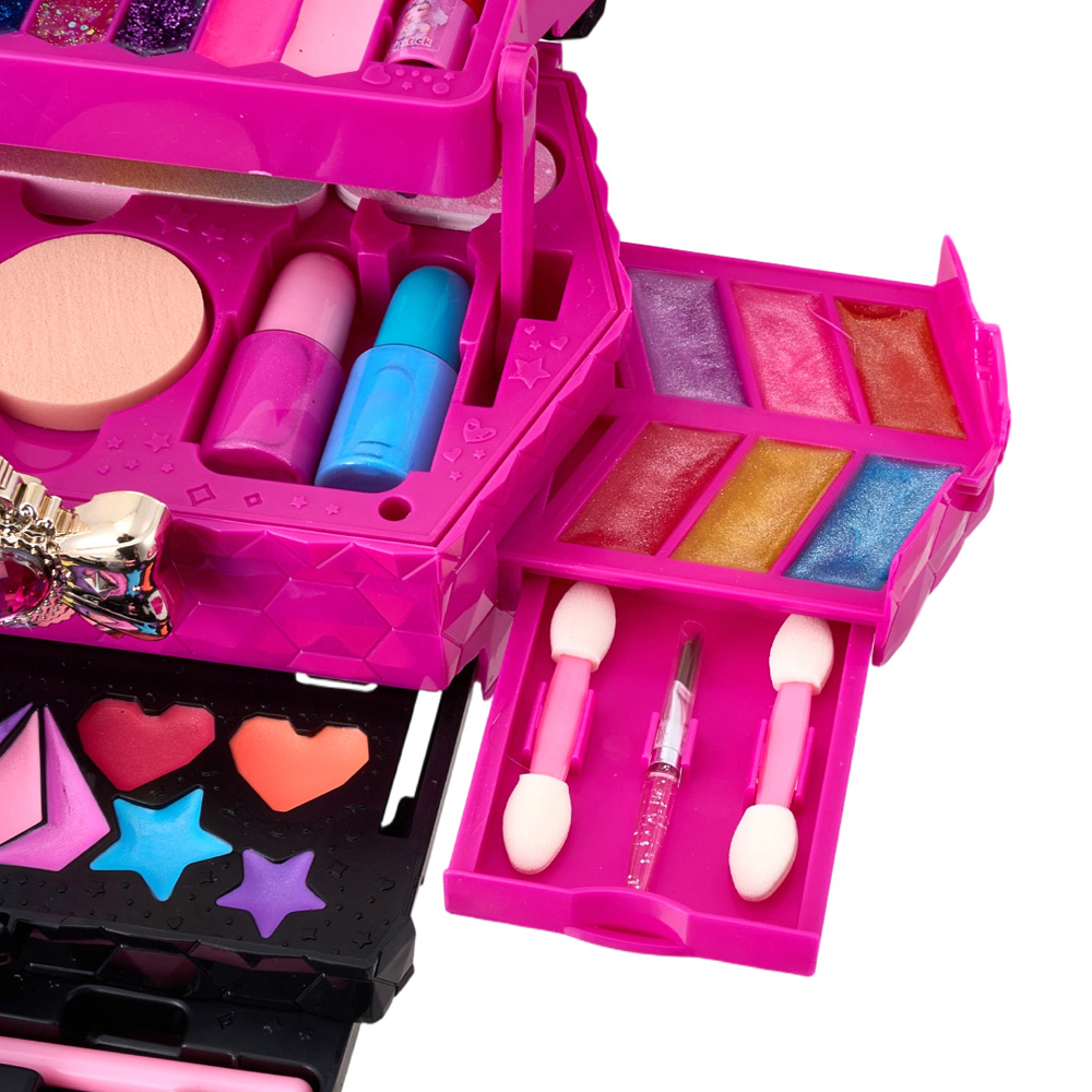 H&O Direct 52 Piece Kids Rose Red Washable Cosmetic Toy Set with Mirror Image 5