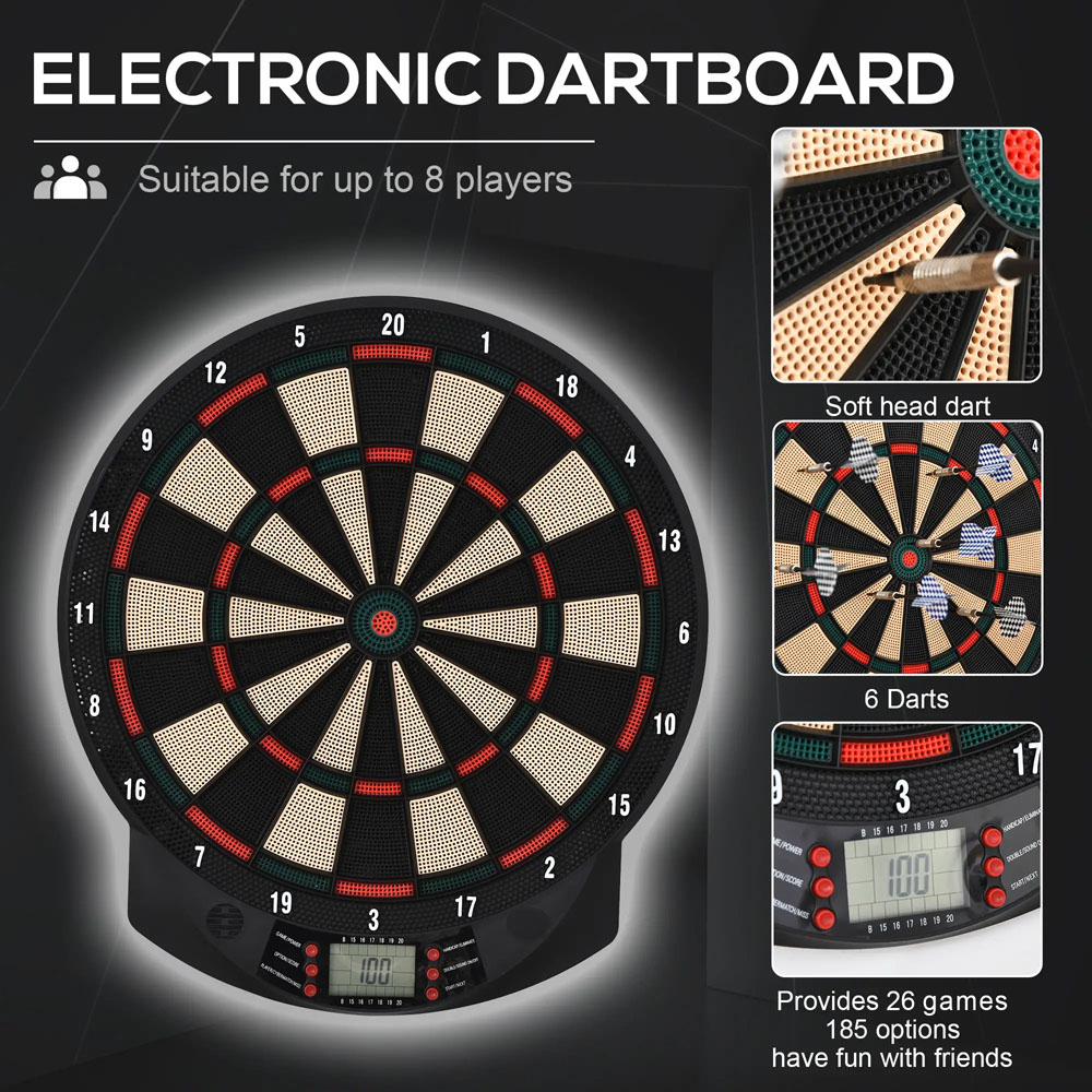 HOMCOM 6 Darts Electronic Dartboard Play Set Image 6