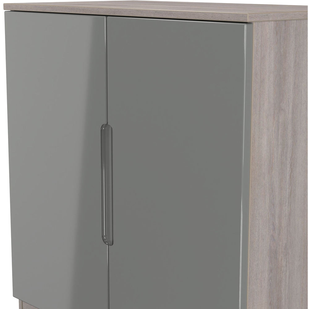 Crowndale Milan 2 Door Grey Gloss and Grey Oak Storage Cabinet Ready Assembled Image 4