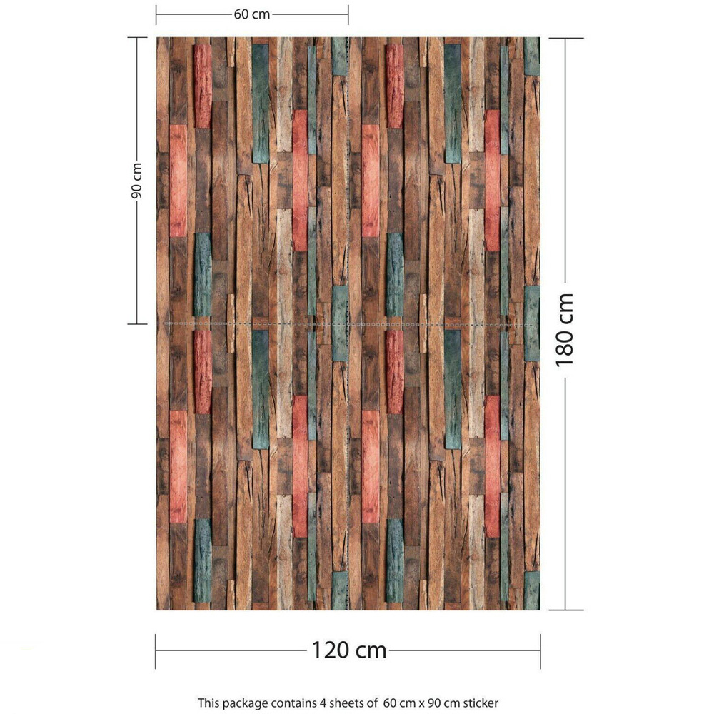 Walplus Timber Strip Colourful Self-Adhesive Decal Wallpaper Image 5