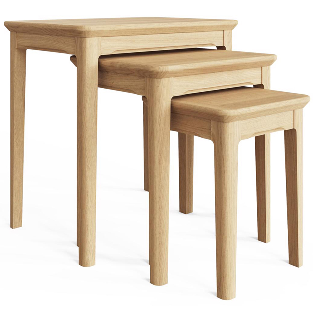FWStyle Natural Oak Ash Veneer Nest of Tables Set of 3 Image 2