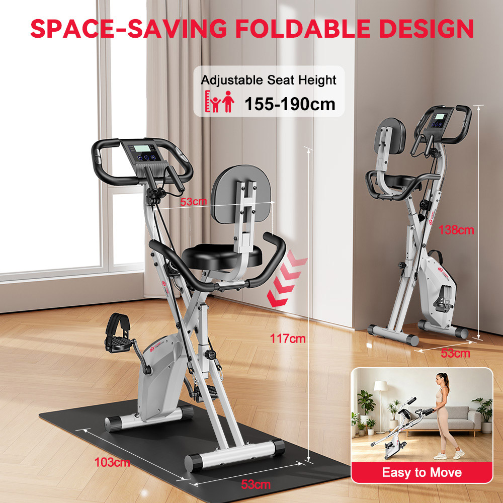 Rattrix White Magnetic Resistance Foldable Exercise Bike Image 6