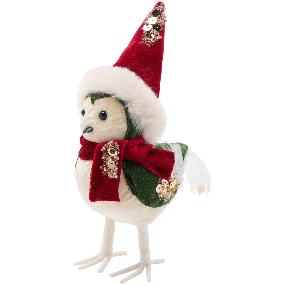 The Christmas Gift Co Red Velvet Bird Figurine Decoration Image 1