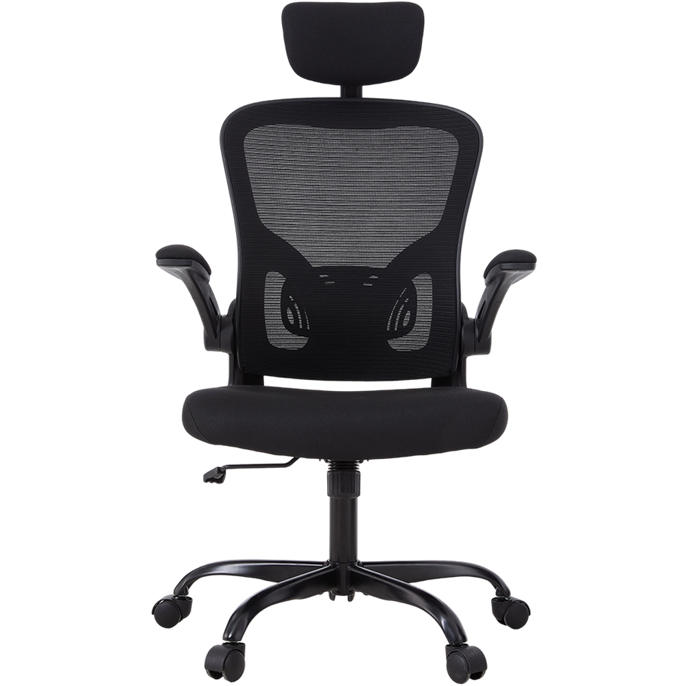 Living and Home Black Adjustable Headrest and Flip-Up Armrest Office Chair Image 3