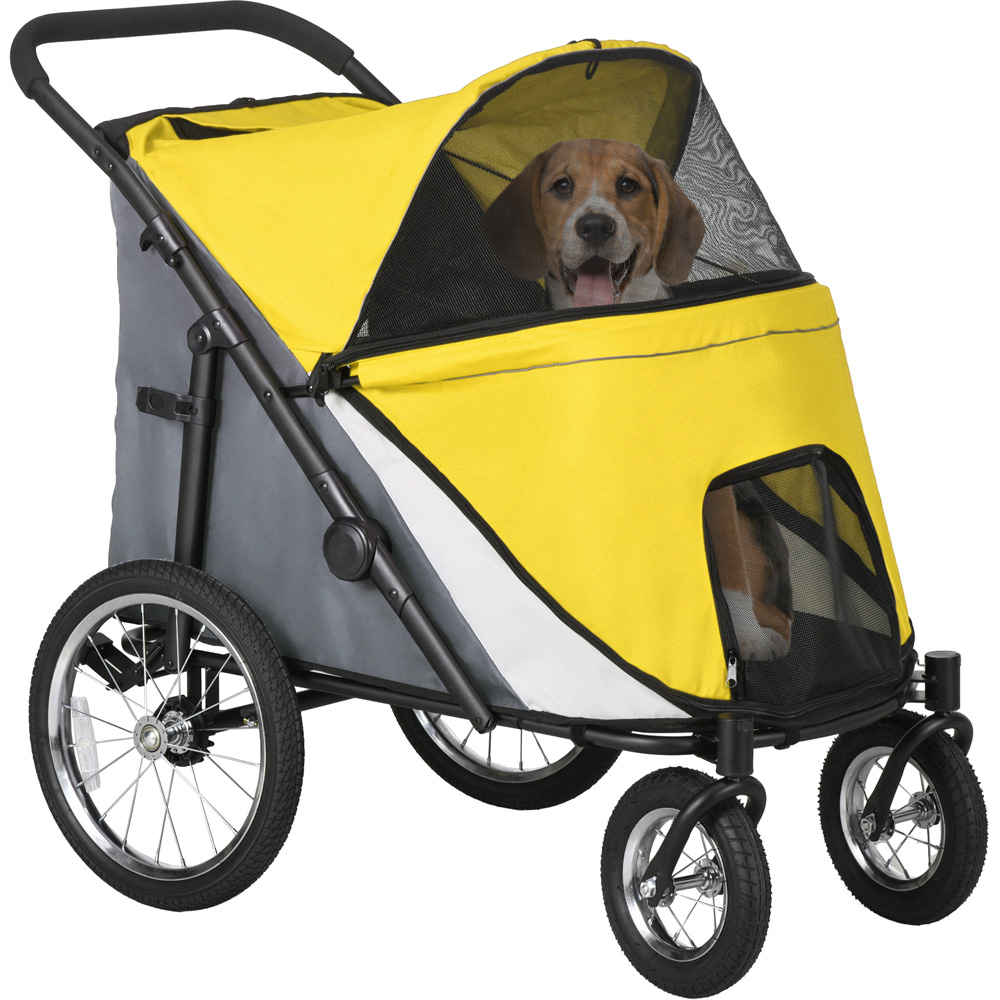 PawHut Yellow Foldable Pet Stroller with Cushion Image 3