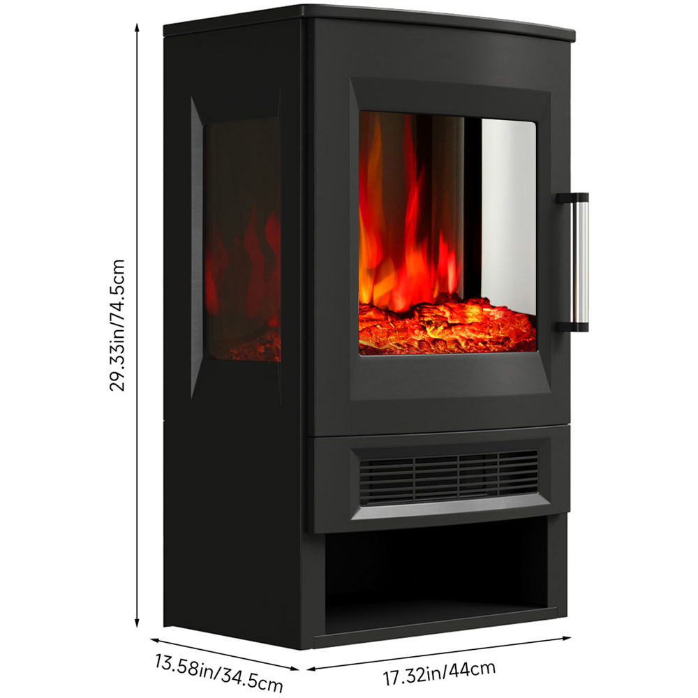 Living and Home Black Freestanding Electric Fireplace Heater 1800W 17 inch Image 8