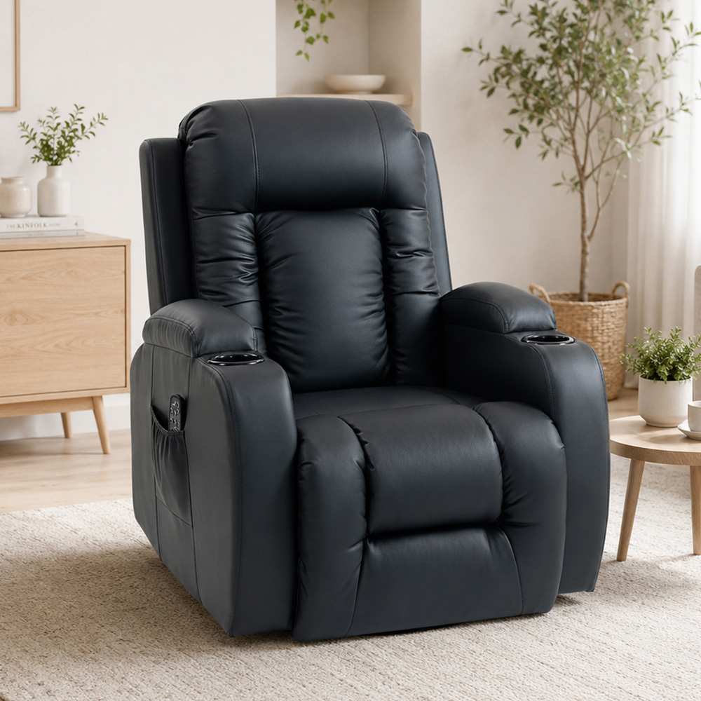HOMCOM Black Massage and Heat Recliner Chair with 8-Point Vibration Image 2