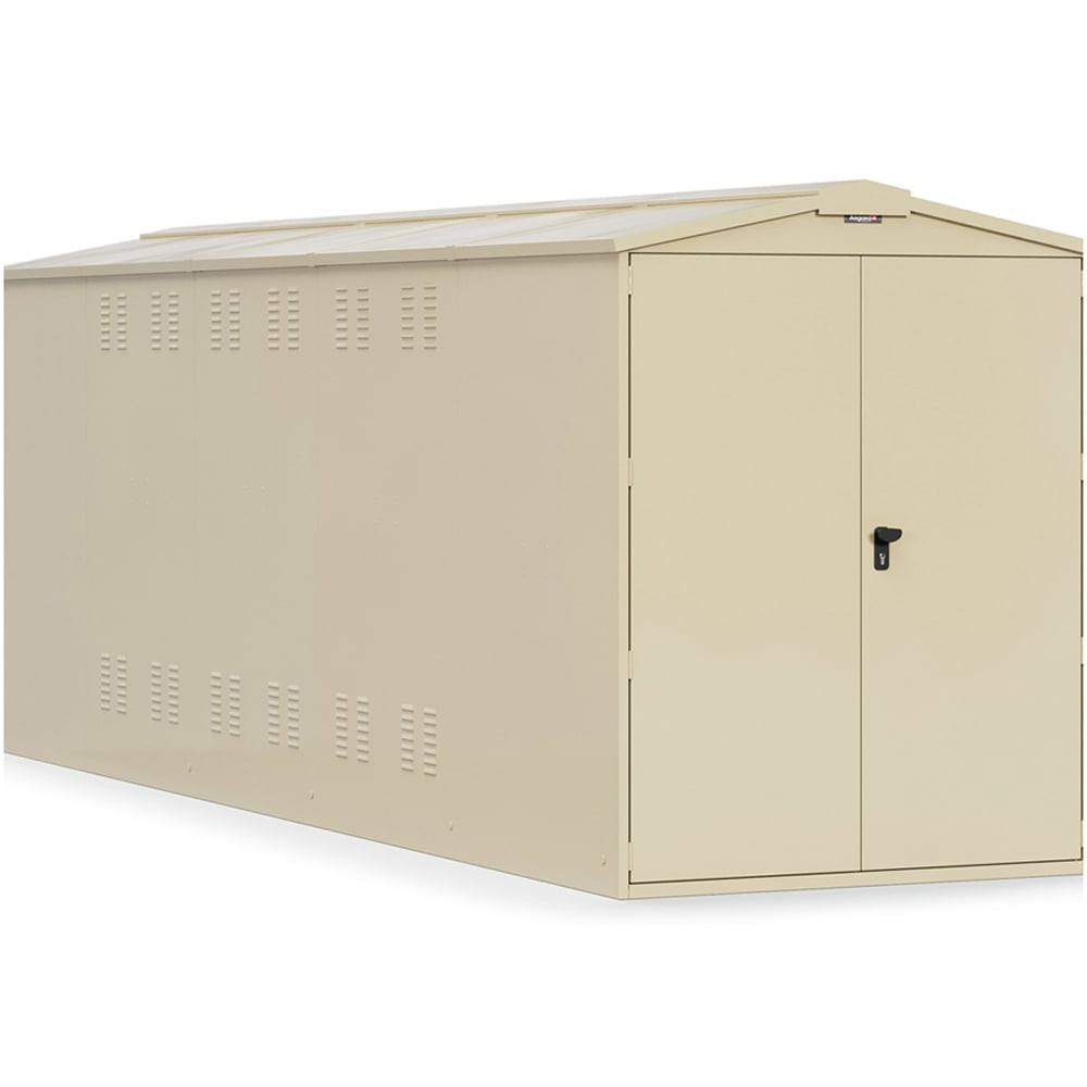 Asgard Centurion 5 x 18ft Double Door Cream High Security Bike Shed Image 3