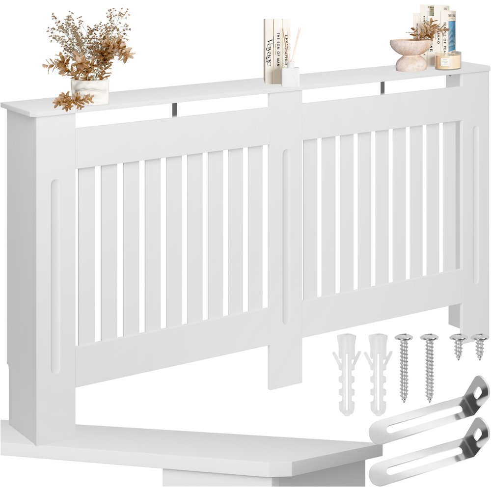 tectake Vila Wooden Louvre Radiator Cover 19 x 152 x 82cm Image 2