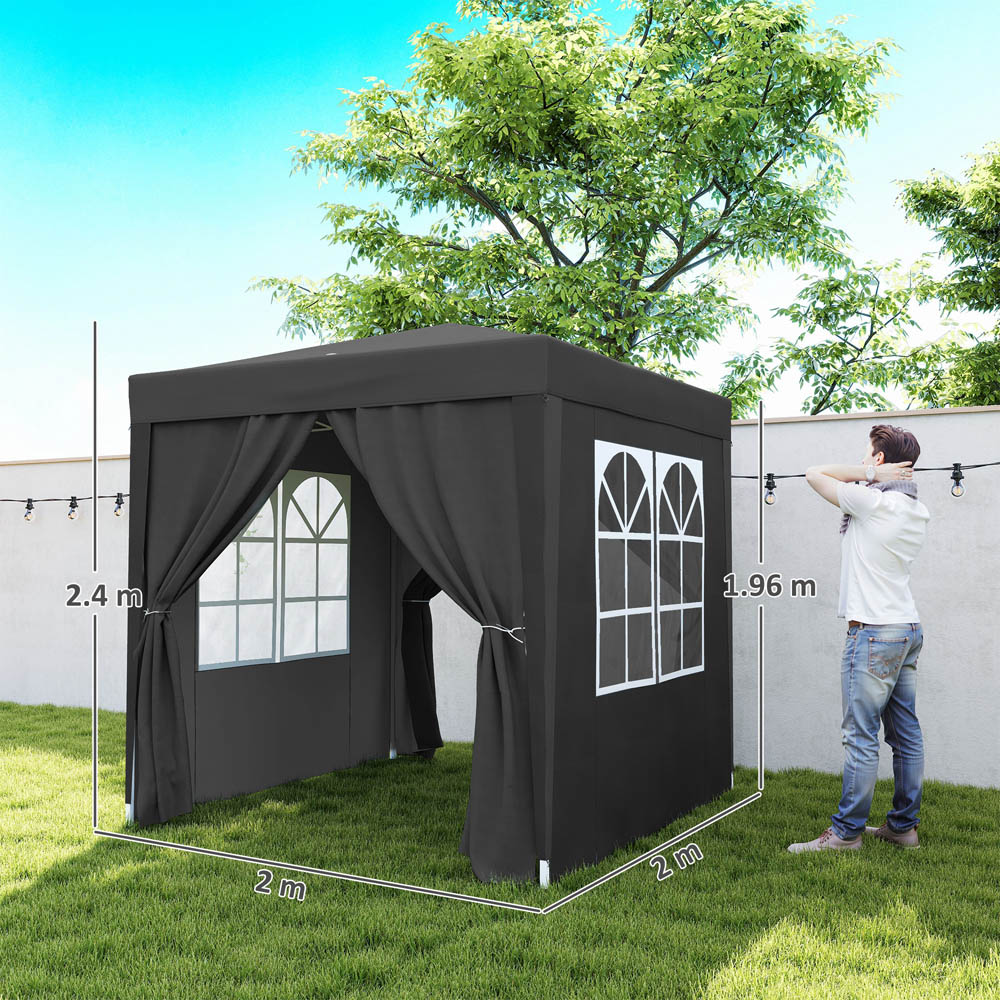 Outsunny 2 x 2m Black Marquee Pop Up Gazebo Party Tent Image 8