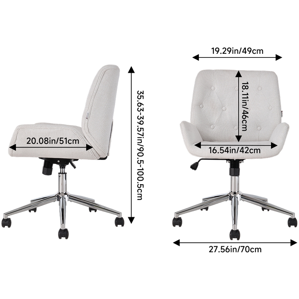 Living and Home White Chenille Swivel and Adjustable Retro Office Chair Image 9