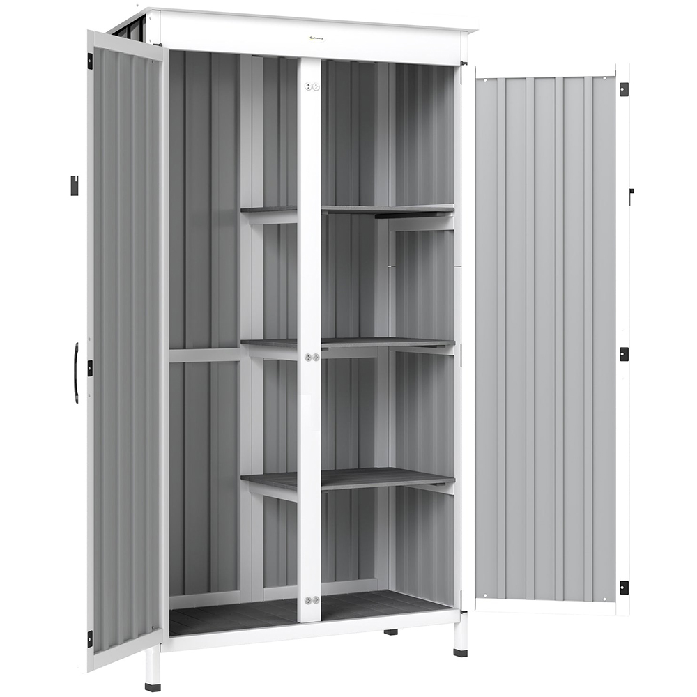 Outsunny 3 x 1.4ft 2 Door White and Black Outdoor Storage Cabinet Image 1