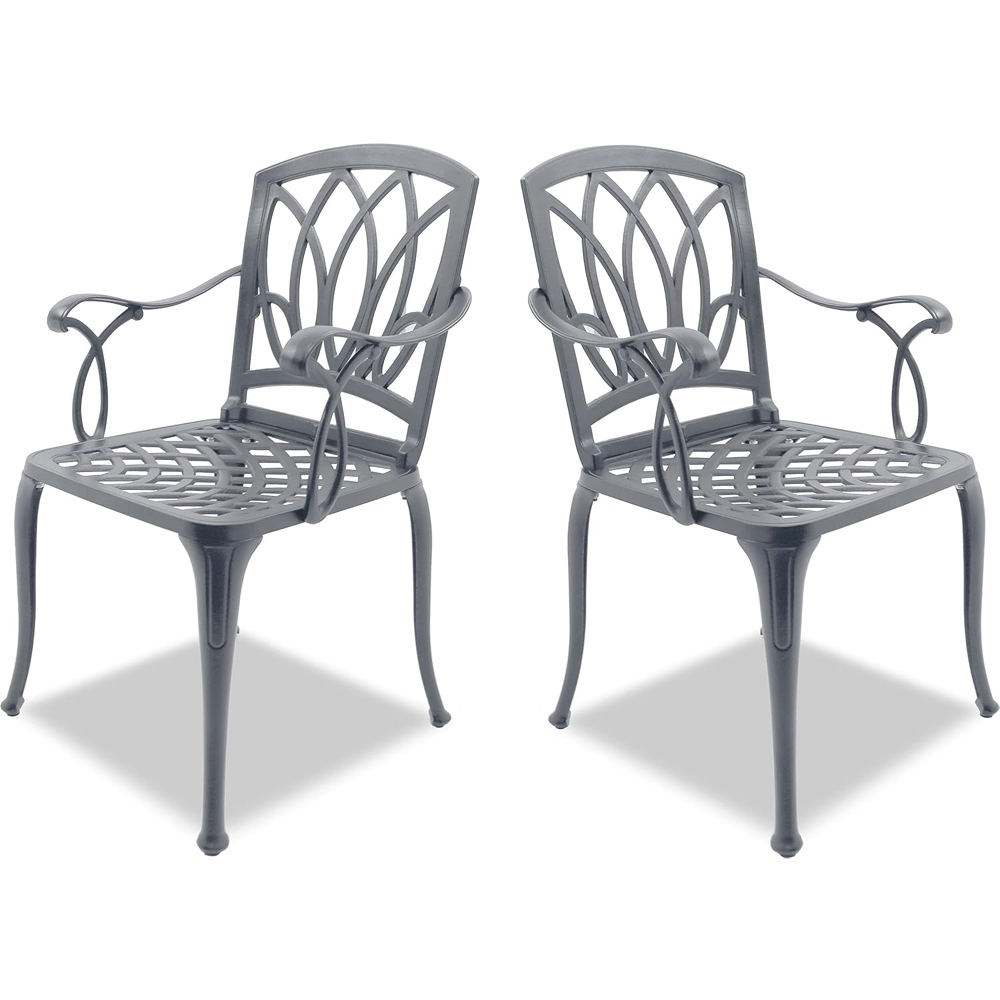 Centurion Positano Set of 2 Grey Garden Bistro Chairs with Armrests Image 4