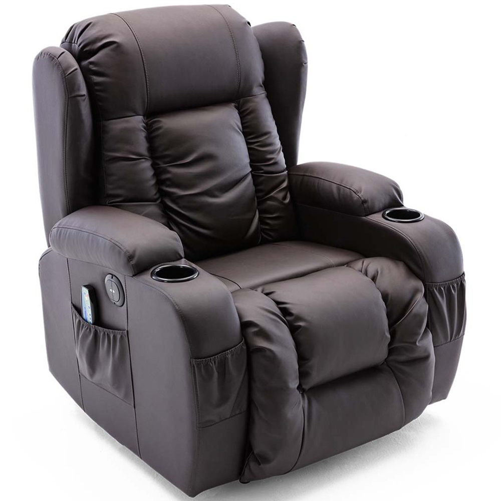 Furniture Online Caesar Brown Bonded Leather Electric Recliner Chair Image 2