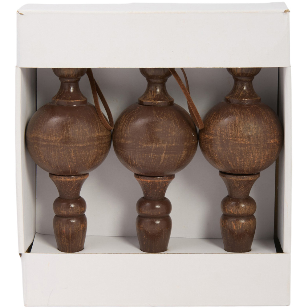 Set of 3 Vintage Wooden Droplets Brown Image 1